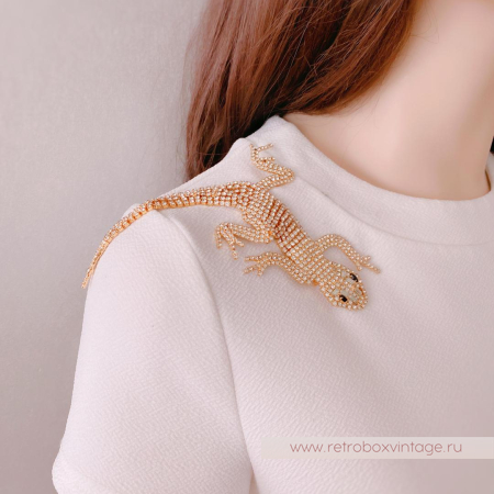 Брошь наплечная «Кристальная ящерка» NO NAME 