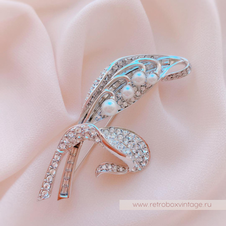 NOLAN MILLER Брошь «Хрустальный ландыш: серебро»