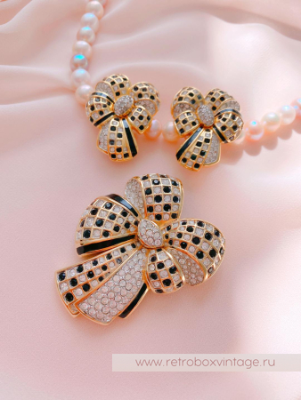 SWAROVSKI Брошь «Кристальный шахматный бант»