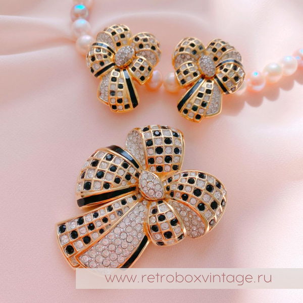 SWAROVSKI Брошь «Кристальный шахматный бант»