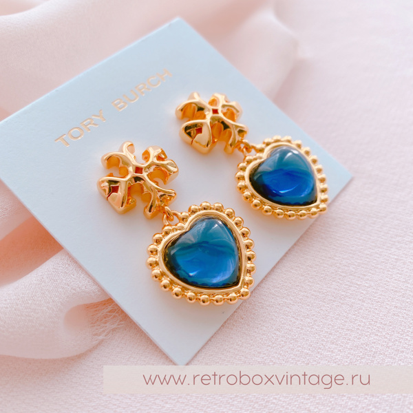TORY BURCH Серьги «Сердце индиго»