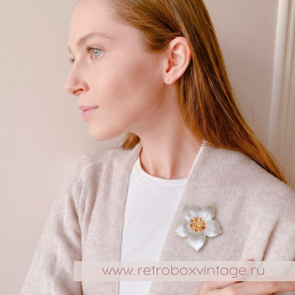 ALEXIS BITTAR Брошь "Цветок белого жасмина"