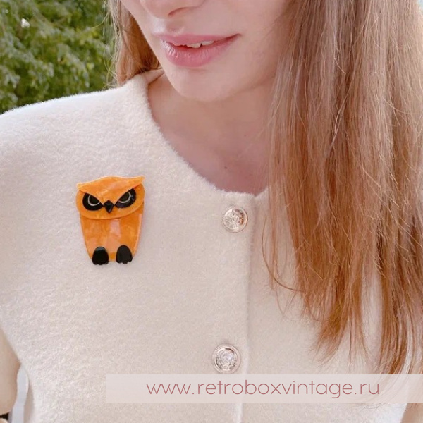 LEA STEIN Брошь «Сова Буба: солнечный лучик» черный клюв