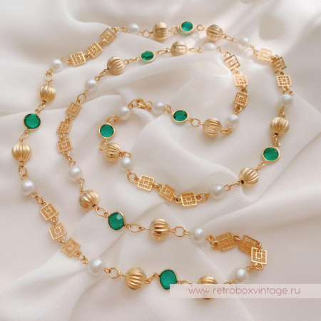 Нить безелей с жемчугом «Изумрундия» NO NAME 