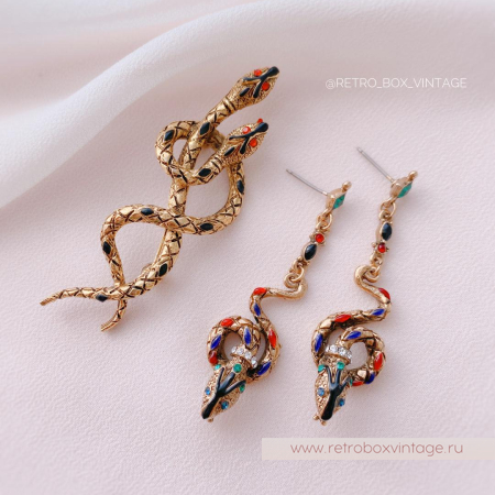 SWEET ROMANCE Серьги «Эмалевые змейки: золото»