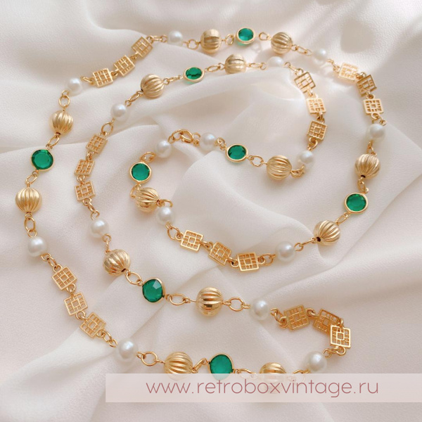 NO NAME Нить безелей с жемчугом «Изумрундия»