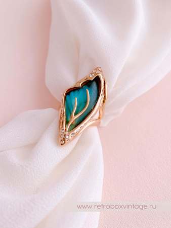 ALEXIS BITTAR Кольцо "Крыло голубой бабочки" Коллекция JARDIN MYSTERE AZURE BLUE