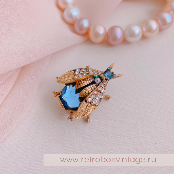 SWEET ROMANCE Трио брошей «Лазурные пчелки: сине-голубые в золоте» (3 шт)