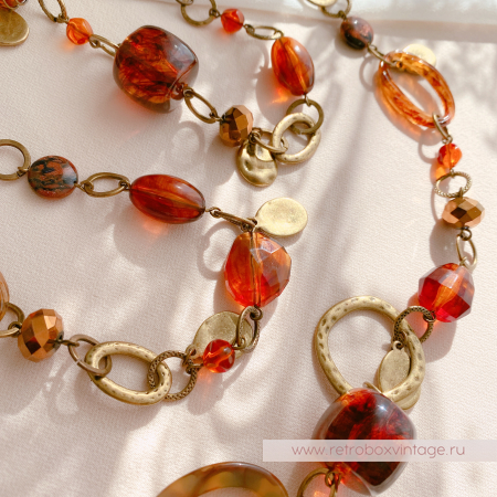 PREMIER DESIGNS Ожерелье "Осенний поцелуй" янтарно-медовое