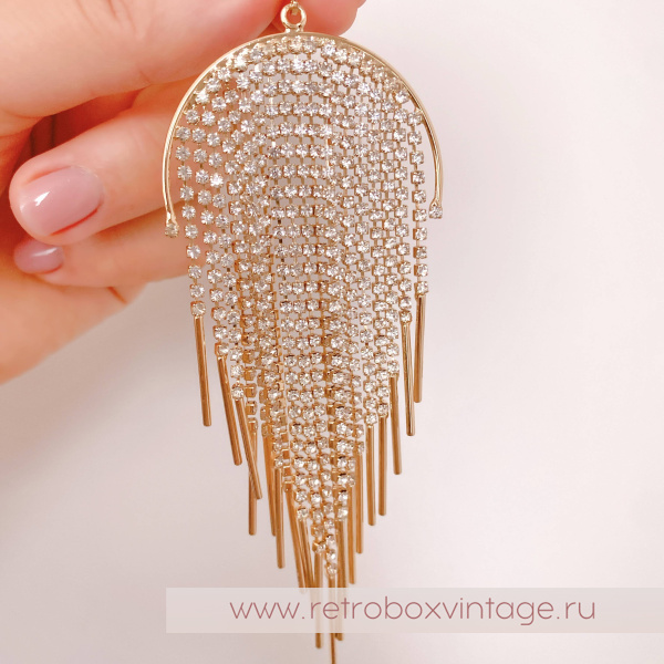 OPHELIA ROE Серьги "Каскады водопада: кристаллы в золоте"