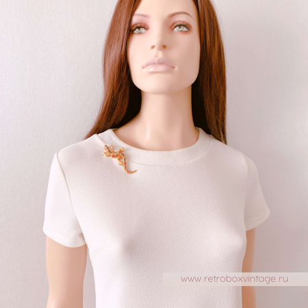 D'ORLAN Брошь "Ящерица Гауди" с цветными кристаллами