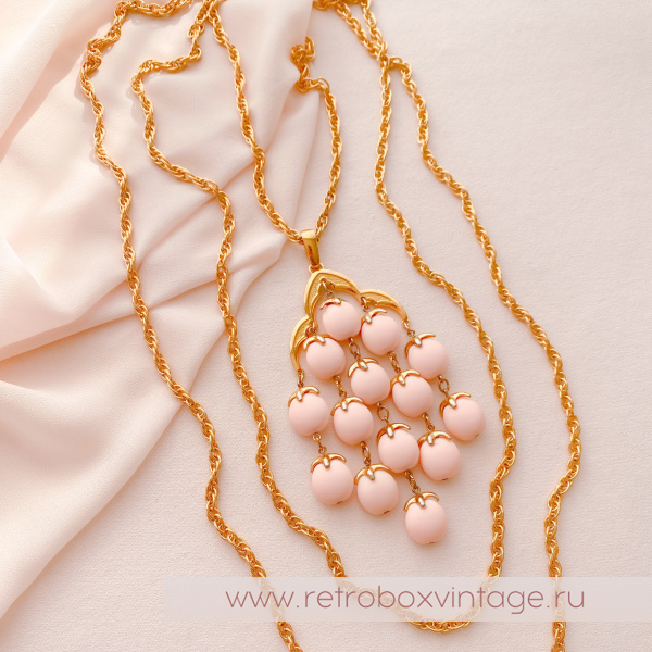 TRIFARI Ожерелье «Водопад: персиковый в золоте»