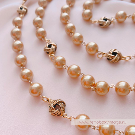 JOAN RIVERS Ожерелье-сотуар "Жемчужные узелки в стиле Шанель: карамельное золото"