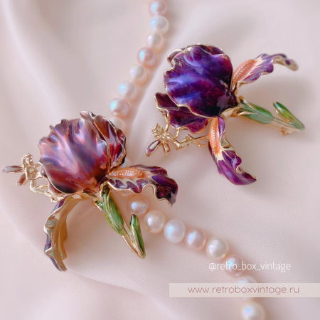 KIRKS FOLLY Брошь «Фиолетовый ирис с феей»