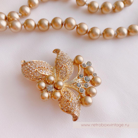 CAROLEE Ожерелье с брошью «Жемчужное золото и золотой цветок»