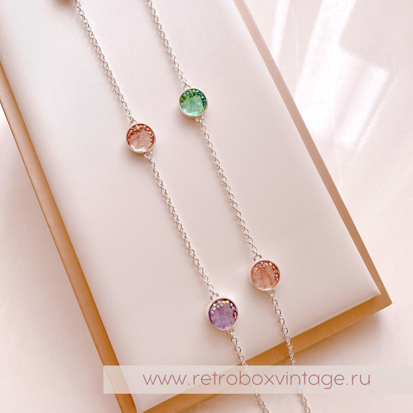 KIRKS FOLLY Ожерелье-цепь "Пастельные луны: серебро" двусторонние