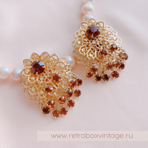 Клипсы «Шепот осени» с танцующими кристаллами