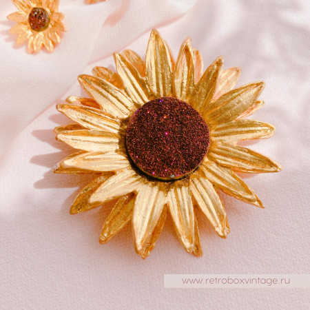 MICHAEL MICHAUD Брошь "Золотой подсолнух" (друза)